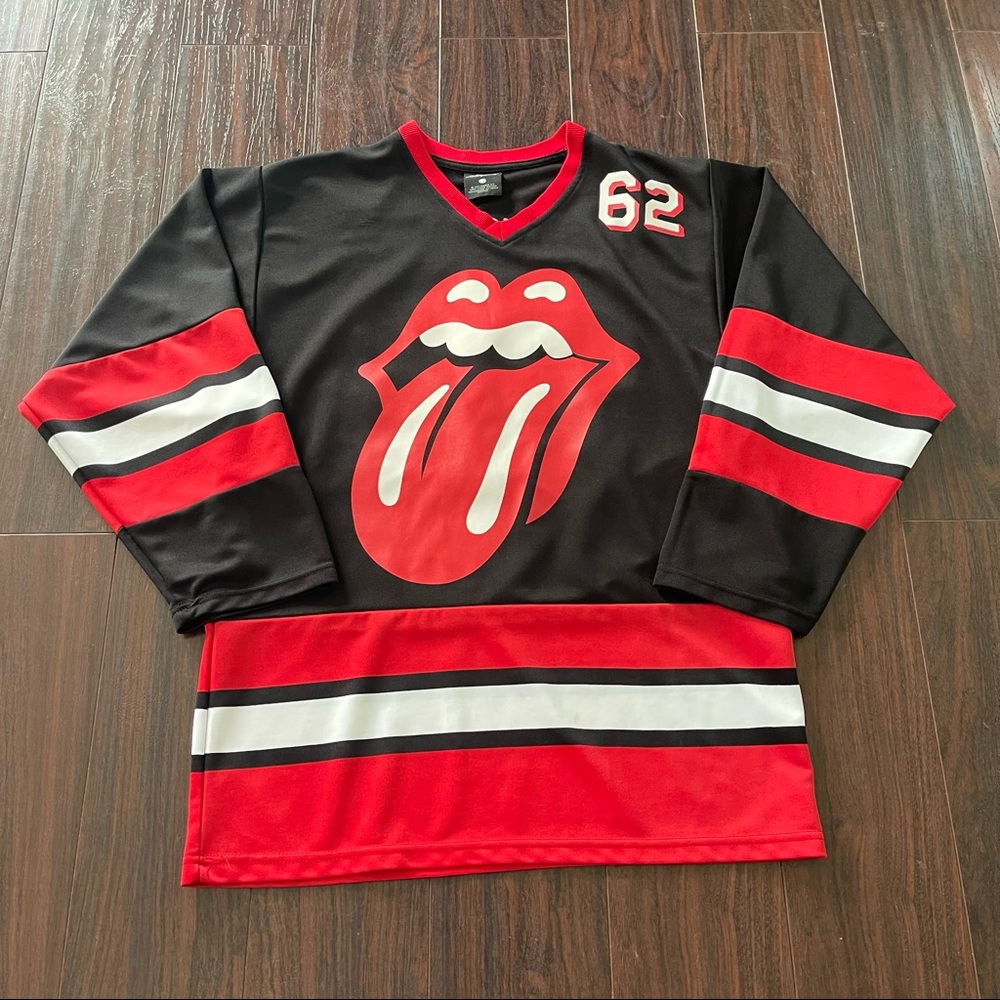 The Rolling Stones 62 Hockey Jersey Sewn/ Embroidered / Printed Size Small Adult